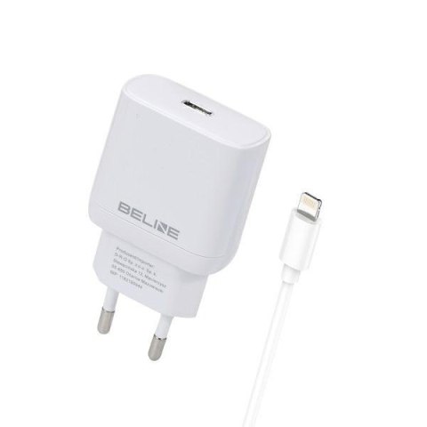 Ładowarka sieciowa 30W GaN USB-C + kabel lightning, biała Beline