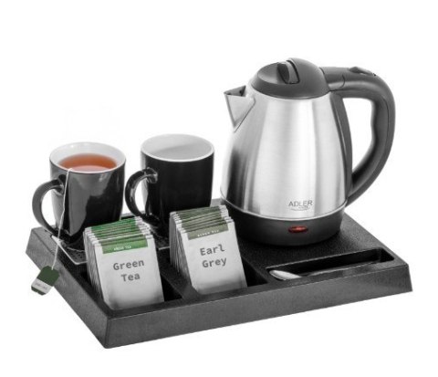 Czajnik hotelowy 1.2l inox&tacka powitalna AD1354 Adler