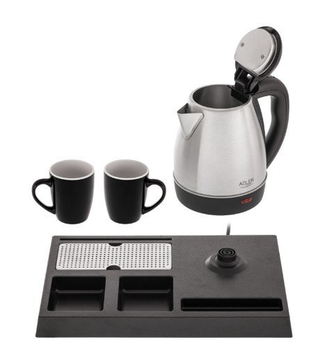 Czajnik hotelowy 1.2l inox&tacka powitalna AD1354 Adler