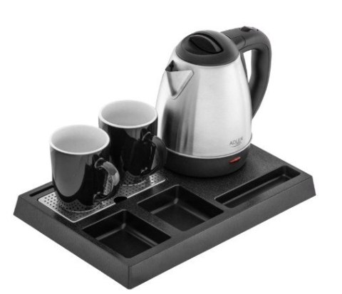 Czajnik hotelowy 1.2l inox&tacka powitalna AD1354 Adler