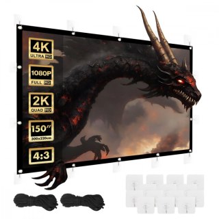 Ekran projekcyjny 150 cali 300x220cm, MC-168 Maclean