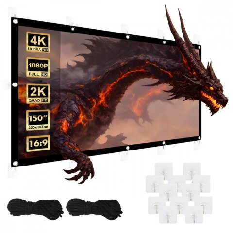 Ekran projekcyjny 150 cali 330x187cm, MC-167 Maclean
