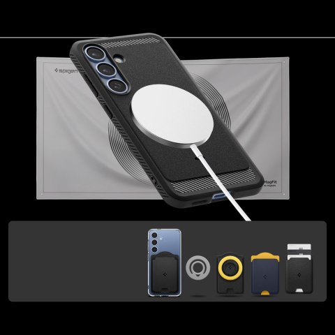 Etui na Samsung Galaxy S25 Rugged Armor Mag MagSafe - czarny mat SPIGEN