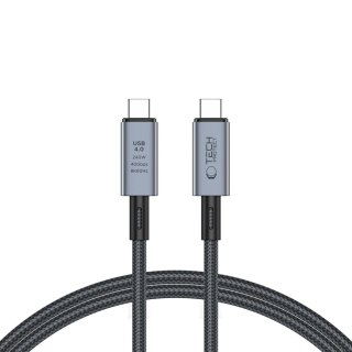 Kabel przewód szybki USB-C 4.0 PD 240W 8K 40Gbps 1m - szary Tech-Protect