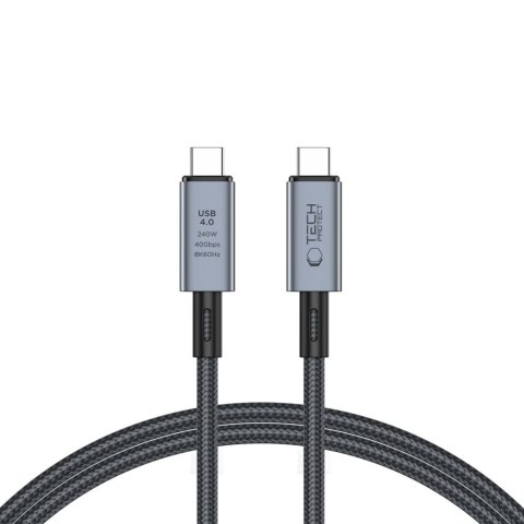 Kabel przewód szybki USB-C 4.0 PD 240W 8K 40Gbps 1m - szary Tech-Protect