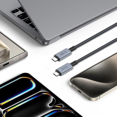 Kabel przewód szybki USB-C 4.0 PD 240W 8K 40Gbps 1m - szary Tech-Protect