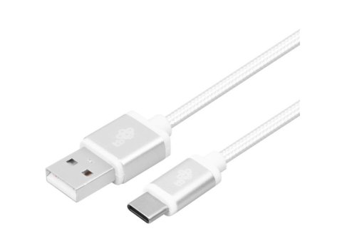 Kabel USB-USB C 2m srebrny sznurek TB