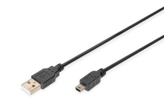 Kabel połączeniowy USB 2.0 HighSpeed "Canon" Typ USB A/miniUSB B (5pin) M/M czarny 1m Digitus