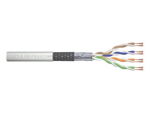 Kabel teleinformatyczny patchcordowy kat.5e, SF/UTP, linka, AWG 26/7, PVC, 100m, szary, karton Digitus