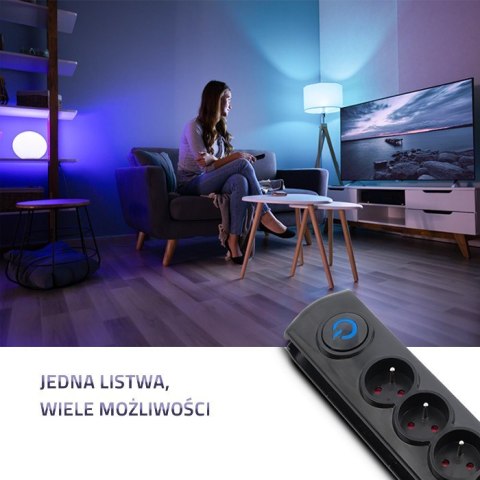 Listwa antyprzepięciowa 5 gniazd | 1.8m | Czarna Qoltec