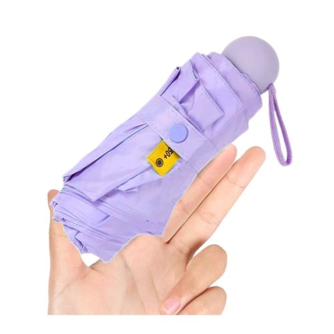 Parasolka Kieszonkowa Składana z Ochroną UV UPF 50+ Etui Fioletowa 90 cm LEAN