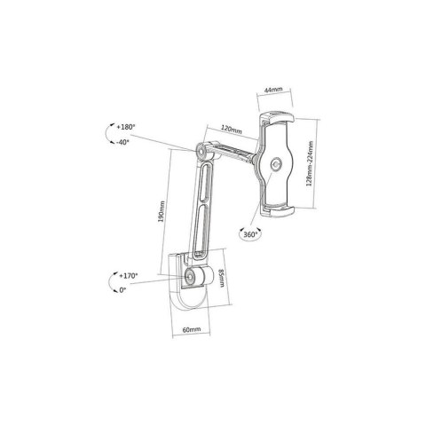 Ramię ścienne do tabletu i iPad 4.7-12,9 regulowane czarne Techly