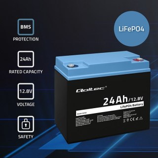 Akumulator LiFePO4 Litowo-Żelazowo-Fosforanowy | 12.8V | 24Ah | 307.2Wh | BMS Qoltec