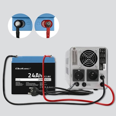 Akumulator LiFePO4 Litowo-Żelazowo-Fosforanowy | 12.8V | 24Ah | 307.2Wh | BMS Qoltec