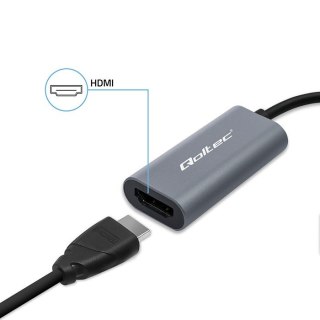 Adapter aluminiowa przejściówka USB-C na HDMI 4K | 60Hz | 32AWG Qoltec
