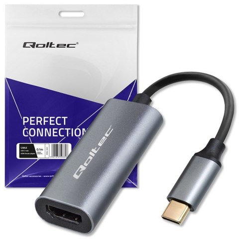 Adapter aluminiowa przejściówka USB-C na HDMI 4K | 60Hz | 32AWG Qoltec