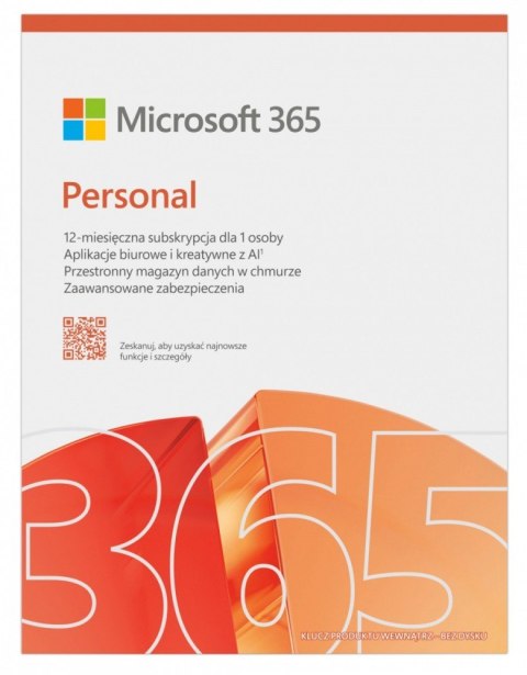 M365 Personal PL 1Y 1U 5D Win/Mac Box EP2-32454 Zastępuje P/N: QQ2-01752 Microsoft