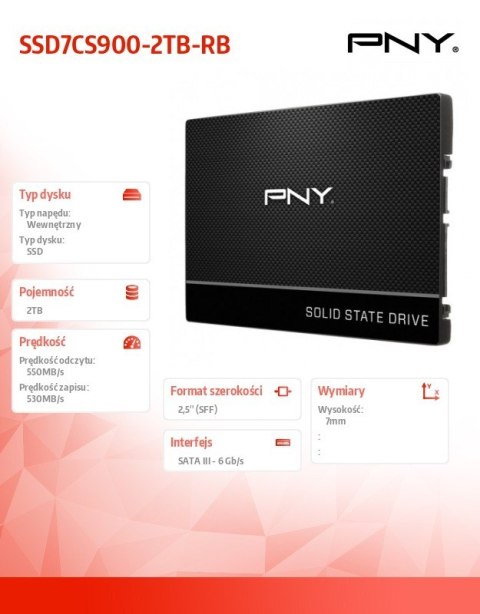 Dysk SSD 2TB 2,5 SATA3 SSD7CS900-2TB-RB PNY