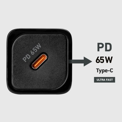 Ładowarka sieciowa GaN z Power Delivery 65W - czarna SBS