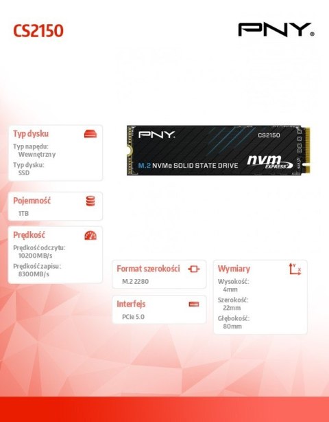 Dysk SSD 1TB M.2 2280 CS2150 M280CS2150-1TB-TB PNY