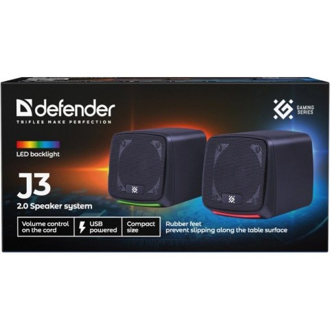 Głośniki komputerowe J3 2.0 6W LED USB Czarne Defender