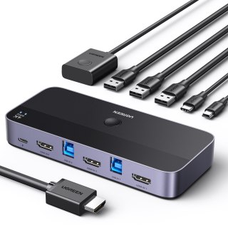 2w1 Przełącznik switch HDMI / USB-A / USB-B / USB-C / microUSB czarny UGREEN