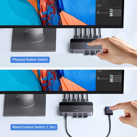 2w1 Przełącznik switch HDMI / USB-A / USB-B / USB-C / microUSB czarny UGREEN