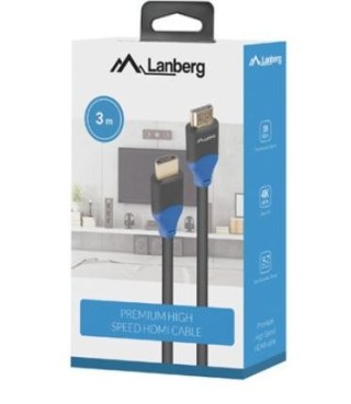 Kabel HDMI M/M V2.0 3m 4K pełna miedź czarny BOX Lanberg