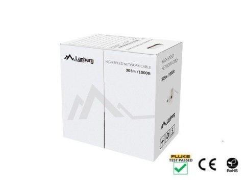 Kabel UTP Kat.6 CU 305m drut fluke LCU6-12CU-0305-S szary Lanberg