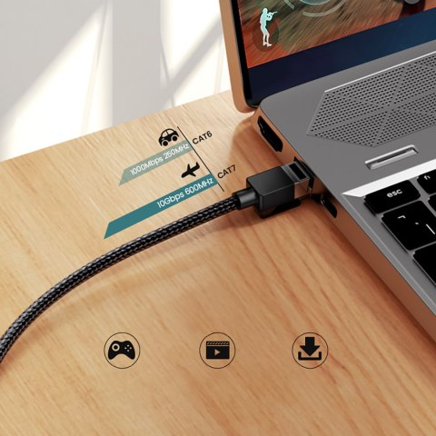 Kabel przewód patchcord Ethernet RJ45 Cat 7 10 Gbps 3m - czarny UGREEN