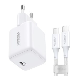Ładowarka sieciowa X513 GaN USB-C 30W z kablem USB-C 1m - biała UGREEN