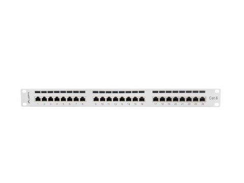 Patch Panel 24 Port 1U Kat.6 szary ekranowany Lanberg