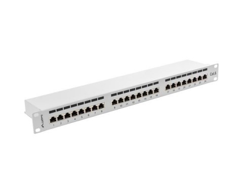 Patch Panel 24 Port 1U Kat.6 szary ekranowany Lanberg