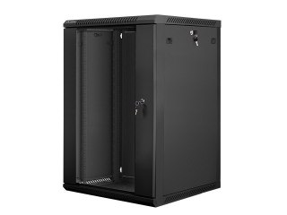 Szafa instalacyjna wisząca 19 cali 18U 600X600mm czarna (drzwi szklane) Lanberg