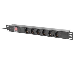 Listwa zasilająca rack PDU 19 cali 1U 16A 6x230V schuko 2m czarna Lanberg