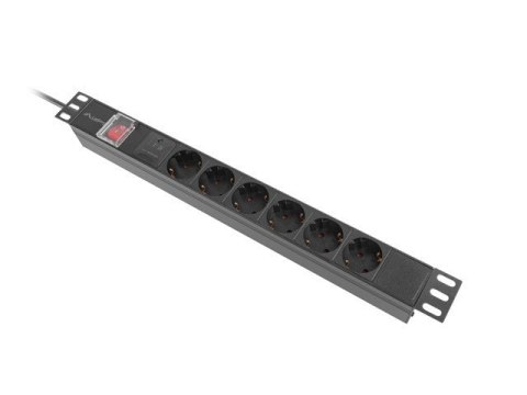 Listwa zasilająca rack PDU 19 cali 1U 16A 6x230V schuko 2m czarna Lanberg