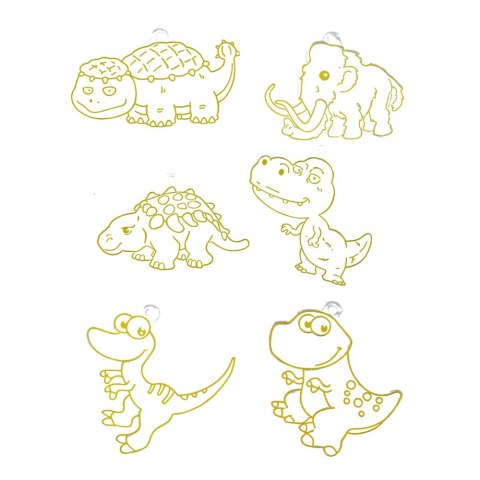 Zestaw Kreatywny DIY Witraże Breloki Dinozaury Pisaki 6 szt. LEAN Toys