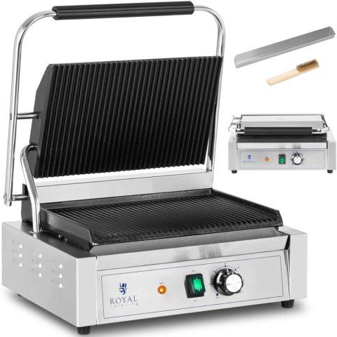 Grill kontaktowy elektryczny ryflowany 33 x 22 cm 2200 W Royal Catering