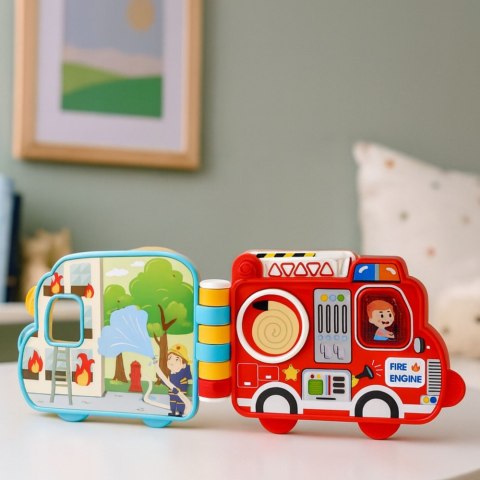 Książeczka Edukacyjna Interaktywna Pojazdy Światła Dźwięki Ruchome Elementy LEAN Toys