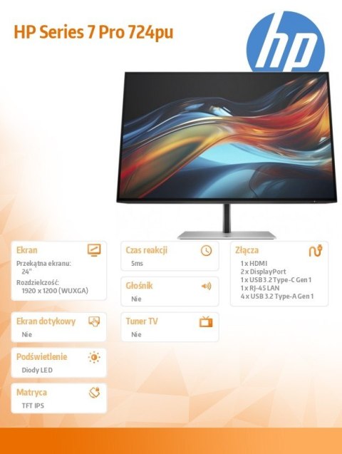 Monitor S7 Pro 724pu WUXGA USB-C 8Y2F7AA HP Inc.