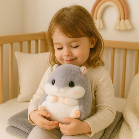 Pluszowy Chomik Ogrzewacz Do Rąk Koc 100 x 90 cm 3w1 Szary 35cm LEAN Toys