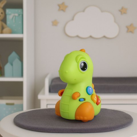 Zabawka Interaktywna Dla Malucha Dinozaur Na Kółkach Światła Dźwięki LEAN Toys
