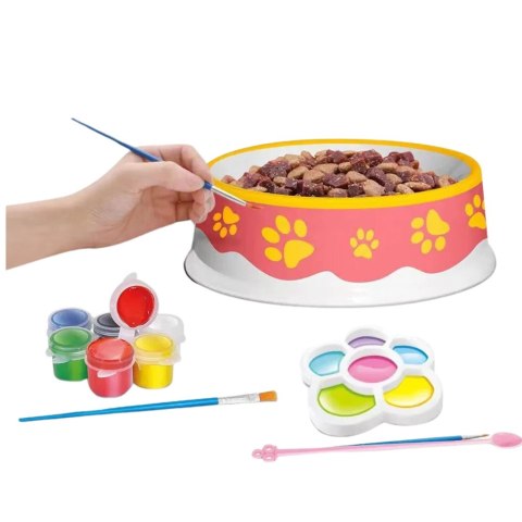 Zestaw Kreatywny Miska Dla Kota Do Malowania Farbki Pędzelki DIY 6 el. LEAN Toys
