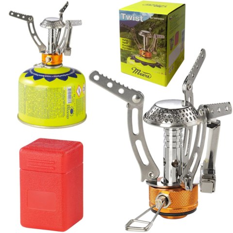 Kuchenka turystyczna na kartusze gazowe 7/16'' TWIST piezo zapalnik 4.5 kW MEVA