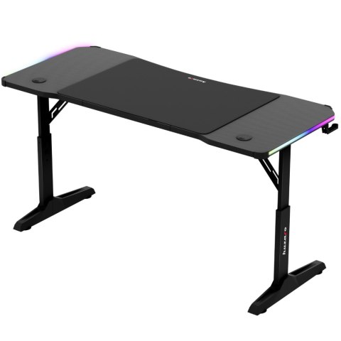 Biurko gamingowe dla graczy LED RGB HERO 3.6 regulacja wysokości 140x60cm - czarny Huzaro