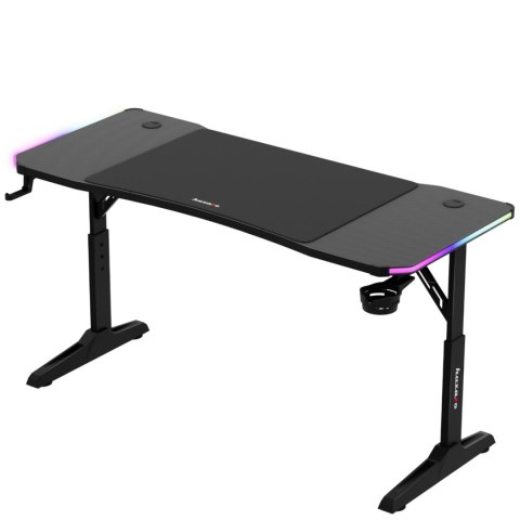 Biurko gamingowe dla graczy LED RGB HERO 3.6 regulacja wysokości 140x60cm - czarny Huzaro