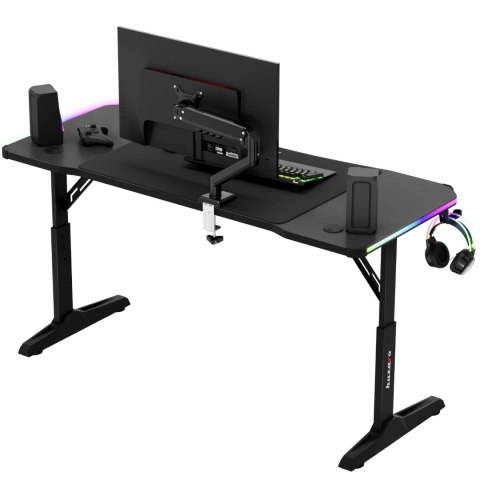 Biurko gamingowe dla graczy LED RGB HERO 3.6 regulacja wysokości 140x60cm - czarny Huzaro