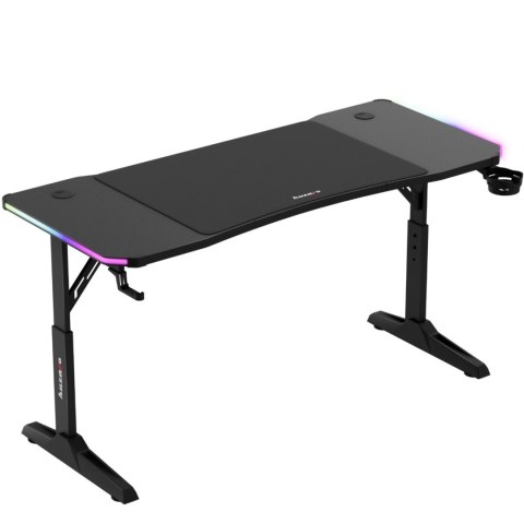 Biurko gamingowe dla graczy LED RGB HERO 3.6 regulacja wysokości 140x60cm - czarny Huzaro