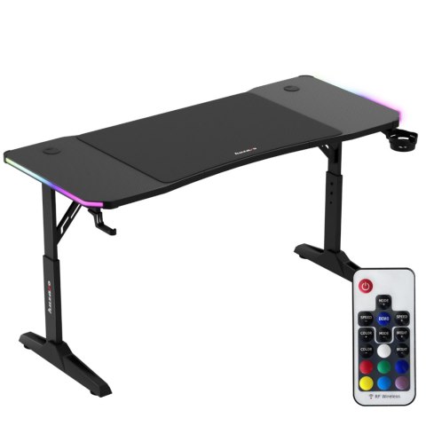 Biurko gamingowe dla graczy LED RGB HERO 3.6 regulacja wysokości 140x60cm - czarny Huzaro