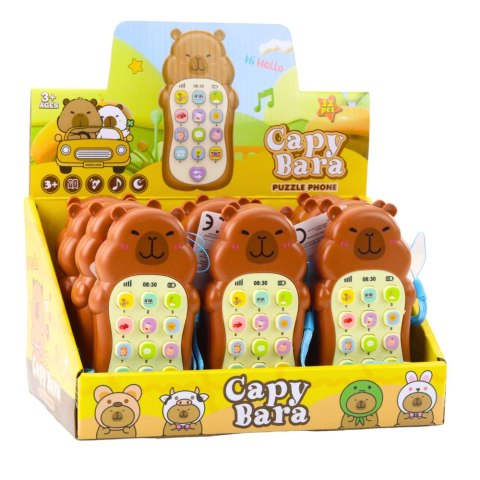 Dziecięcy Telefon Edukacyjny Światła Dźwięki Melodie Kapibara Brązowy LEAN TOYS